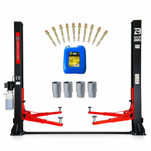 Podnośnik Dwukolumnowy Samochodowy Półautomatyczny BAUTOMATION LB-LS1 4T 230V z Kotwami, Olejem i Adapterami